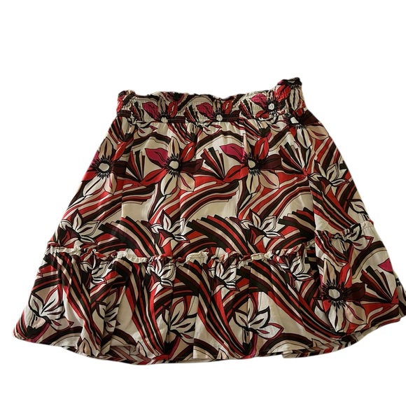 Anthropologie Floral Red and Black Women's Ruffle Skirt Size S - Picture 1 of 6